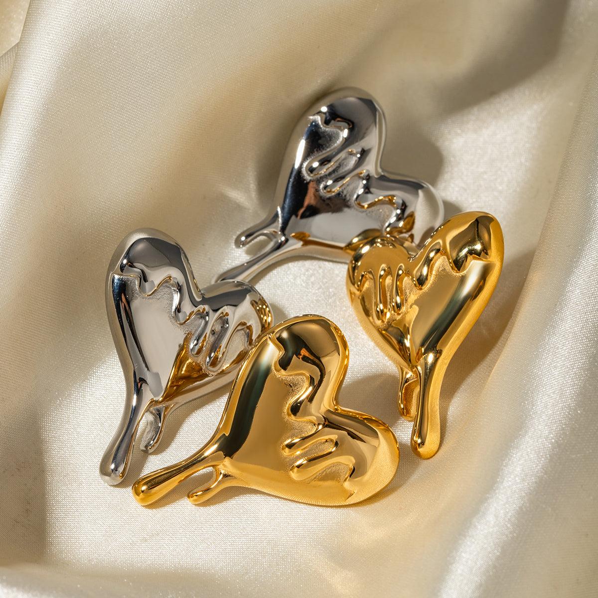 Wholesale IG Style Heart Shape 316 Stainless Steel 18K Gold Plated Ear Studs for Trendy Women - ChicMeto