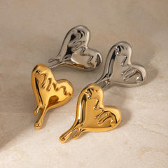 Wholesale IG Style Heart Shape 316 Stainless Steel 18K Gold Plated Ear Studs for Trendy Women - ChicMeto