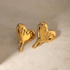 Wholesale IG Style Heart Shape 316 Stainless Steel 18K Gold Plated Ear Studs for Trendy Women - ChicMeto