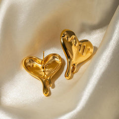 Wholesale IG Style Heart Shape 316 Stainless Steel 18K Gold Plated Ear Studs for Trendy Women - ChicMeto