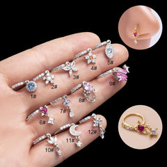 Wholesale IG Style Heart Shape Eye Butterfly Copper Plating Inlay Zircon Nose Ring - ChicMeto