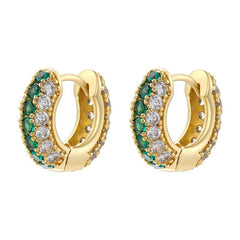 Wholesale IG Style Luxurious Shiny Round Inlay Copper Zircon 18K Gold Plated Earrings Pair - ChicMeto