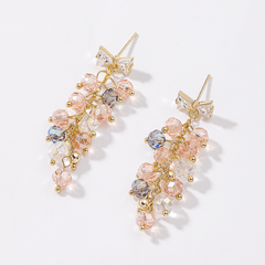 Wholesale IG Style Shiny Bow Knot Crystal Inlay Alloy Zircon Drop Earrings - ChicMeto