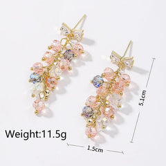 Wholesale IG Style Shiny Bow Knot Crystal Inlay Alloy Zircon Drop Earrings - ChicMeto