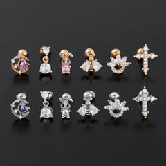 Wholesale IG Style Simple Geometric Animal Plating Inlay Brass Artificial Pearls Zircon 18k White Gold Plated Ear Studs - ChicMeto