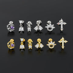 Wholesale IG Style Simple Geometric Animal Plating Inlay Brass Artificial Pearls Zircon 18k White Gold Plated Ear Studs - ChicMeto