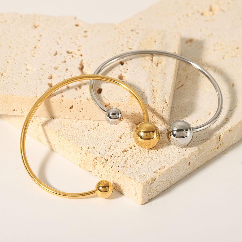 Wholesale IG Style Simple Solid Color Stainless Steel Plating 18K Gold Plated Bangle - ChicMeto