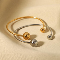 Wholesale IG Style Simple Solid Color Stainless Steel Plating 18K Gold Plated Bangle - ChicMeto