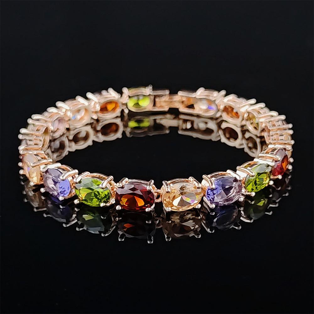 Wholesale Inlaid Oval Cut Colorful Zircon Bangle Bracelet Women's Anniversary Gift - ChicMeto