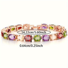 Wholesale Inlaid Oval Cut Colorful Zircon Bangle Bracelet Women's Anniversary Gift - ChicMeto