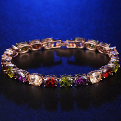 Wholesale Inlaid Oval Cut Colorful Zircon Bangle Bracelet Women's Anniversary Gift - ChicMeto