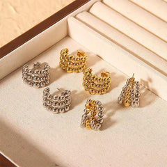 Wholesale Ins Style Simple C Shape Ear Studs Stainless Steel Gold Plated - ChicMeto