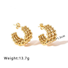 Wholesale Ins Style Simple C Shape Ear Studs Stainless Steel Gold Plated - ChicMeto