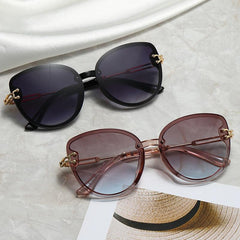 Wholesale INS Style Solid Color AC Oval Frame Frameless Women Sunglasses - ChicMeto