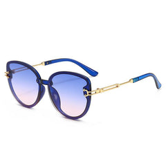 Wholesale INS Style Solid Color AC Oval Frame Frameless Women Sunglasses - ChicMeto