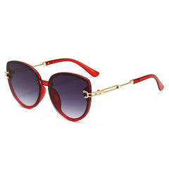 Wholesale INS Style Solid Color AC Oval Frame Frameless Women Sunglasses - ChicMeto