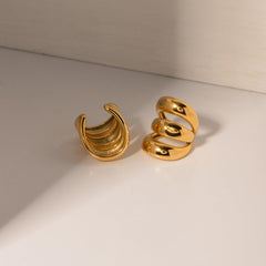 Wholesale Ins Style Solid Color Ear Cuffs Stainless Steel 18K Gold Plated - ChicMeto