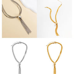 Wholesale Jewelry Exaggerated Simple Style Geometric Iron Tassel Plating Necklace - ChicMeto