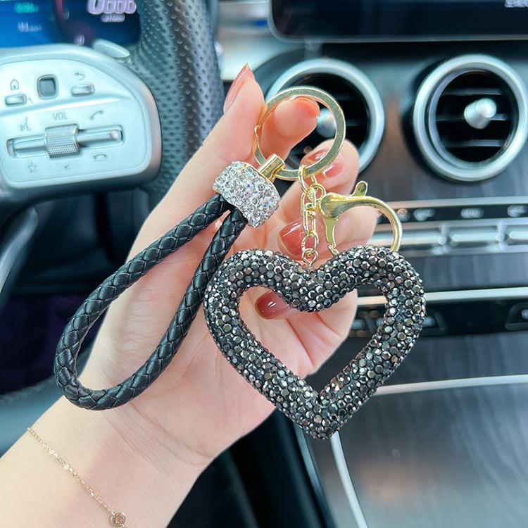 Wholesale Korean Style Heart Shape Crystal Women's Bag Pendant Keychain - ChicMeto