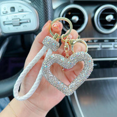 Wholesale Korean Style Heart Shape Crystal Women's Bag Pendant Keychain - ChicMeto