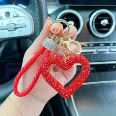 Wholesale Korean Style Heart Shape Crystal Women's Bag Pendant Keychain - ChicMeto