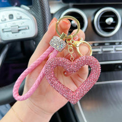 Wholesale Korean Style Heart Shape Crystal Women's Bag Pendant Keychain - ChicMeto