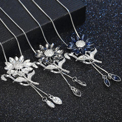 Wholesale Lady Flower Alloy Glass Copper Plated Artificial Rhinestones Women's Sweater Chain - ChicMeto