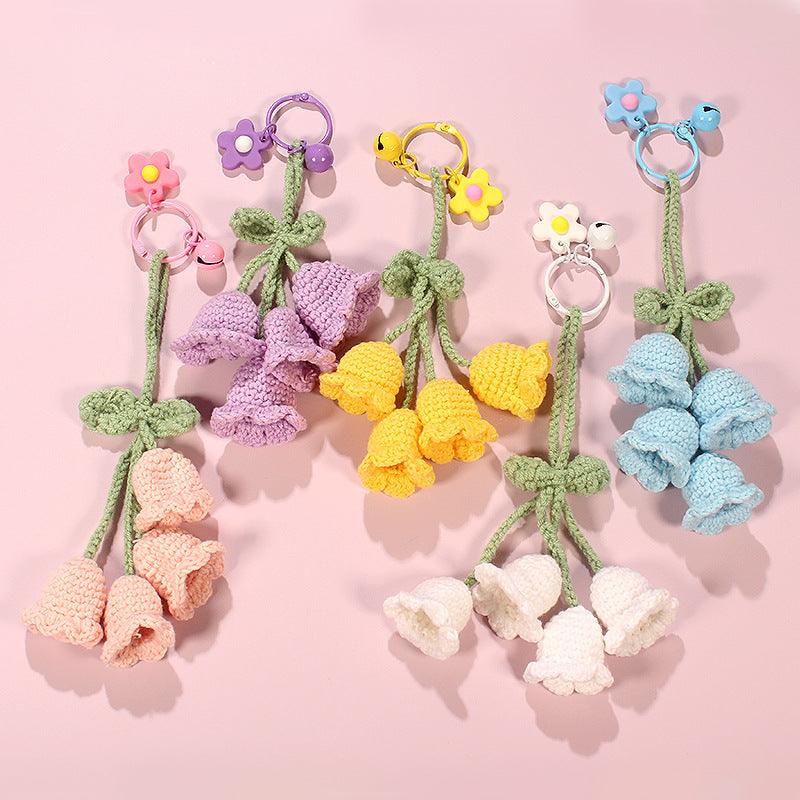 Wholesale Lady Flower Yarn Knitting Bag Pendant Keychain - ChicMeto