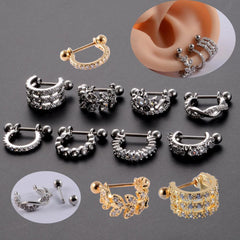 Wholesale Lady Heart Shape Inlay Stainless Steel Zircon Ear Studs - ChicMeto