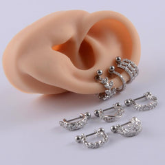 Wholesale Lady Heart Shape Inlay Stainless Steel Zircon Ear Studs - ChicMeto