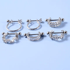 Wholesale Lady Heart Shape Inlay Stainless Steel Zircon Ear Studs - ChicMeto