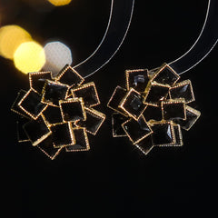 Wholesale Luxurious Shiny Geometric Inlay Alloy Rhinestones Zircon Ear Studs - ChicMeto