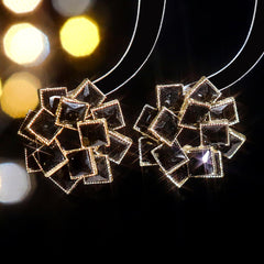 Wholesale Luxurious Shiny Geometric Inlay Alloy Rhinestones Zircon Ear Studs - ChicMeto