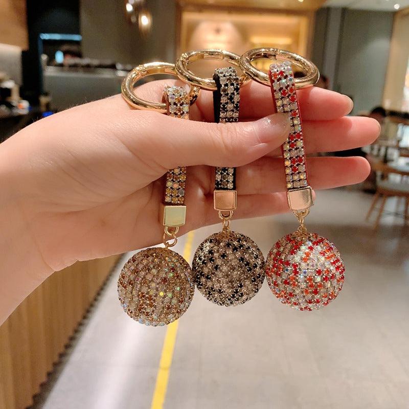 Wholesale Luxurious Simple Style Classic Ball Alloy Rhinestone Women's Bag Pendant Keychain - ChicMeto