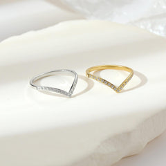 Wholesale Luxurious Simple Style Solid Color Rings Stainless Steel White Gold Plated with Zircon Inlay - ChicMeto