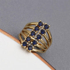 Wholesale Luxurious Square Copper Plating Inlay Zircon Gold Plated Open Rings - ChicMeto