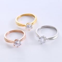 Wholesale Minimalist Stainless Steel Rings | 18K Gold & Rose Gold Plated with Zircon Inlays - ChicMeto