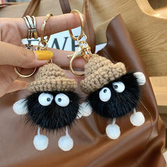 Wholesale Mink Hair Small Briquette Doll Car Key Ring Doll Pendant | Plush Cute Schoolbag Bag Charm - ChicMeto