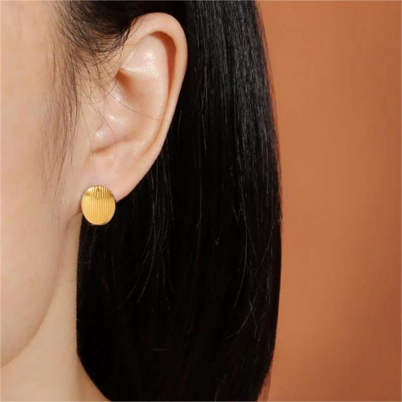 Wholesale Modern Simple Style Circle Polishing Plating 304 Stainless Steel 18K Gold Plated Earrings for Women - ChicMeto