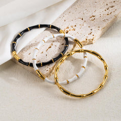 Wholesale Modern Style Color Block Enamel Bangle Stainless Steel - ChicMeto