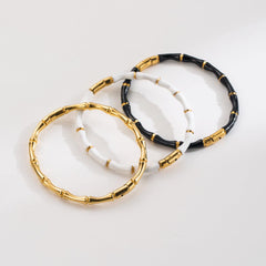 Wholesale Modern Style Color Block Enamel Bangle Stainless Steel - ChicMeto