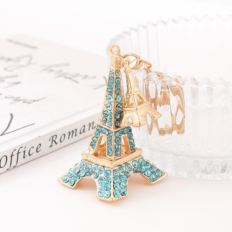 Wholesale Modern Style Streetwear Eiffel Tower Alloy Keychain Rhinestone Inlay Women's Keychain - ChicMeto