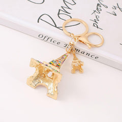 Wholesale Modern Style Streetwear Eiffel Tower Alloy Keychain Rhinestone Inlay Women's Keychain - ChicMeto