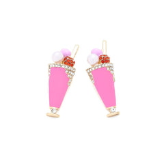 Wholesale Novelty Ice Cream Wine Glass Enamel Alloy Rhinestones Ear Studs - ChicMeto