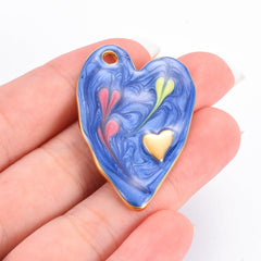 Wholesale Pack of 3 Sweet Simple Style Heart Shape Stainless Steel Enamel Pendant Jewelry Accessories - ChicMeto