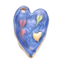 Wholesale Pack of 3 Sweet Simple Style Heart Shape Stainless Steel Enamel Pendant Jewelry Accessories - ChicMeto