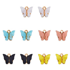 Wholesale Pack of 30 Alloy Acrylic Butterfly Pendants - ChicMeto