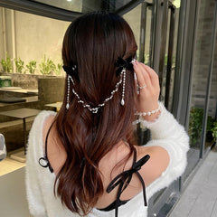 Wholesale Princess Bow Knot Imitation Pearl Chain Hair Clip 1 Piece - ChicMeto