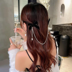 Wholesale Princess Bow Knot Imitation Pearl Chain Hair Clip 1 Piece - ChicMeto