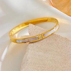 Wholesale Princess Cute Solid Color Shell Inlay Stainless Steel Bangle - ChicMeto